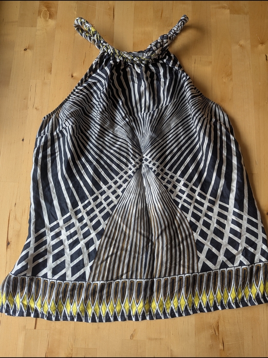 Eccoci Tops - ECCOCI 100% Silk Sleeveless Patterned Tank Top